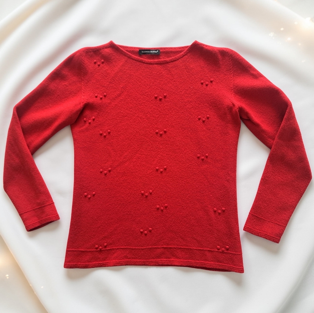 100% Merino Wool Eleonora Delbono Red Seamless Sweater Made In Italy  🇮🇹